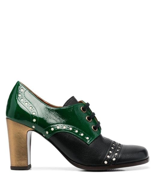 Chie Mihara Leather Lace-up Brogue Pumps in Black | Lyst UK