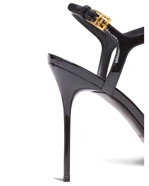 Balmain Black Sync Sandalen Aus Lackleder Mit Absatz