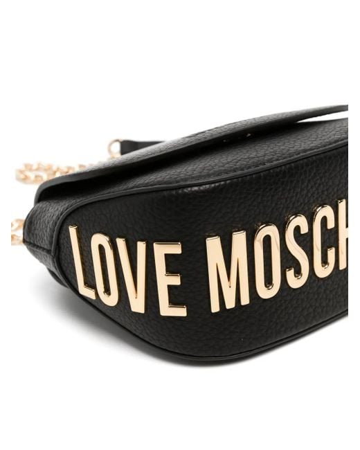 Love Moschino Black Logo-Lettering Grained Crossbody Bag