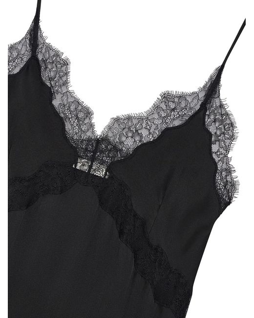 Anine Bing Black Lace-Trim V-Neck Maxi Dress