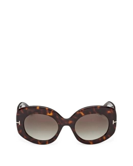 Tom Ford Gray Claudette Tortoise-Shell Sunglasses