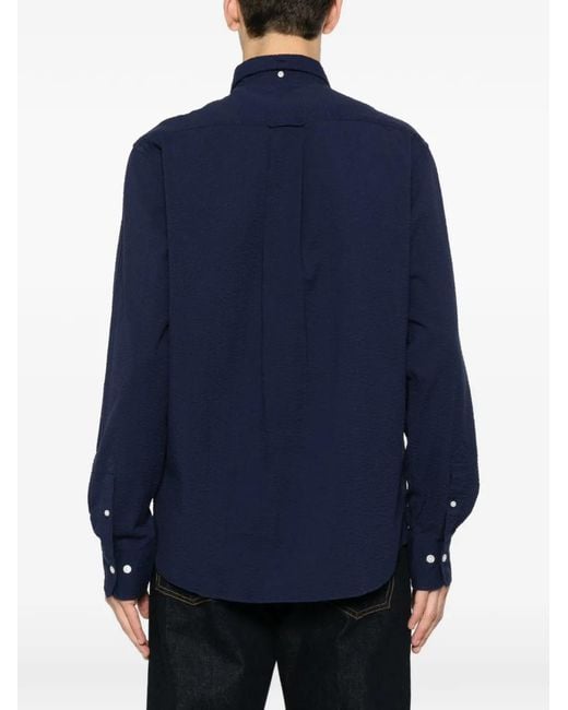 Gant Seersucker Button-Down Overhemd in het Blue voor heren