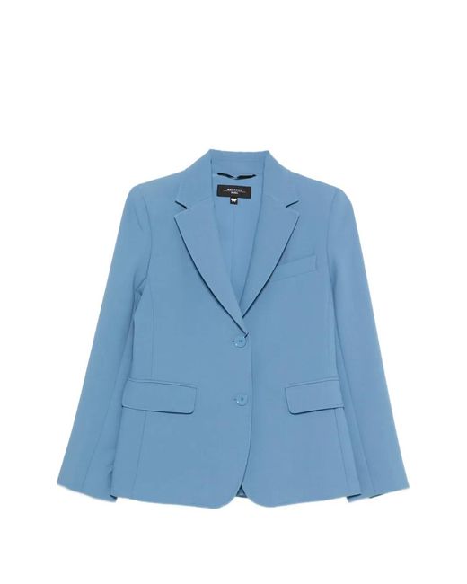 Weekend by Maxmara Blue Buttonned Pockets Blazer