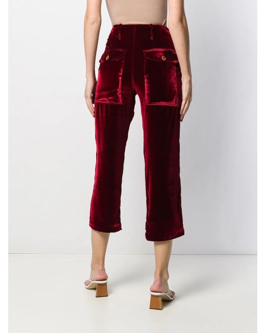 Jejia Red High-Rise Cropped Trousers