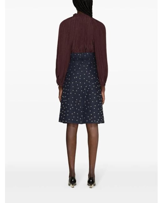 Lanvin Purple Ruffle-Detailed Flared Blouse
