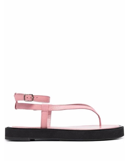 By Far Pink Cece Grained-Leather Sandals