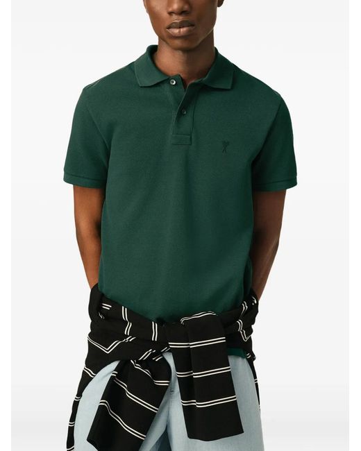 AMI Green Cotton Polo for men