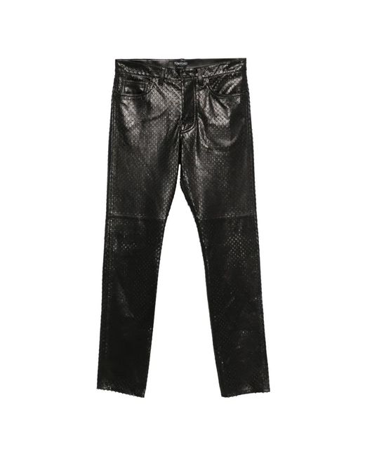 Tom Ford Black Scale-Effect Trousers for men