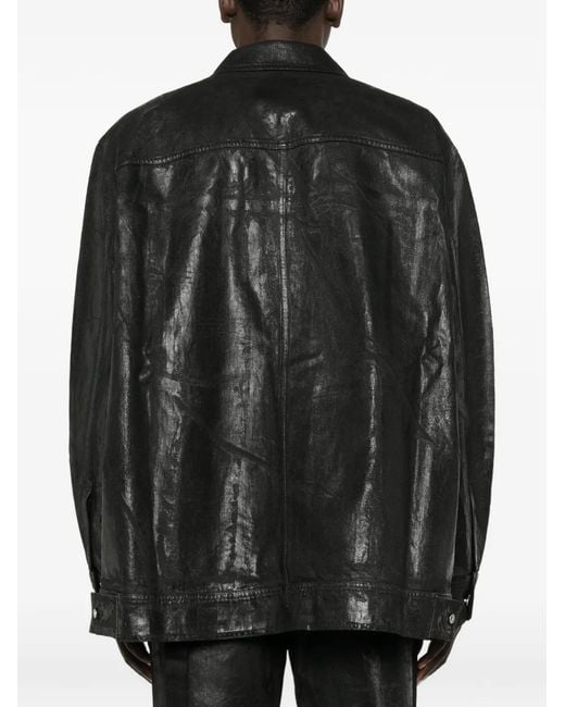 Rick Owens Black Button-Up Denim Jacket for men