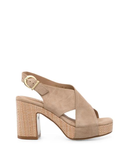 Janet & Janet Natural Crossover-Strap Platform Sandals
