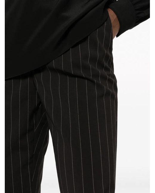 Dolce & Gabbana Black Stripe-Pattern Wool Tapered Trousers
