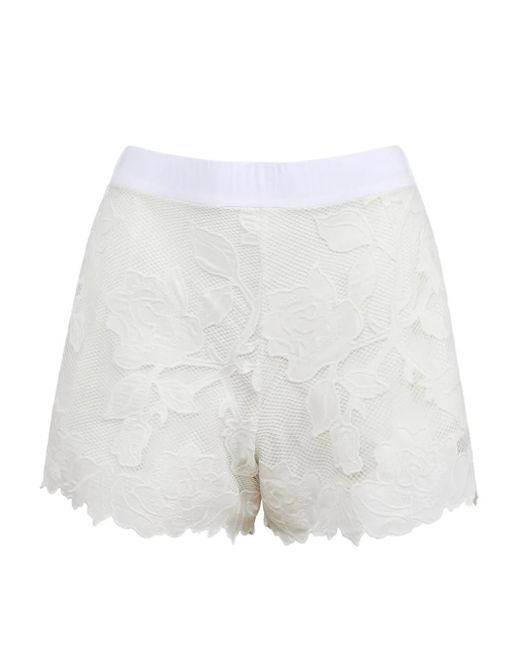Fleur du Mal White Floral-Motif Shorts