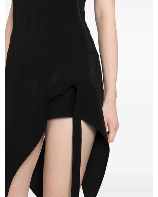 Mugler Black Asymmetric Bustier Dress