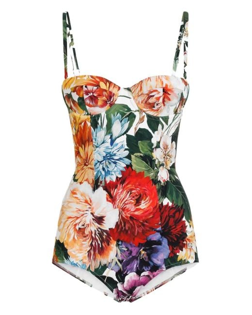 Maillot De Bain À Fleurs Dolce & Gabbana en coloris Red