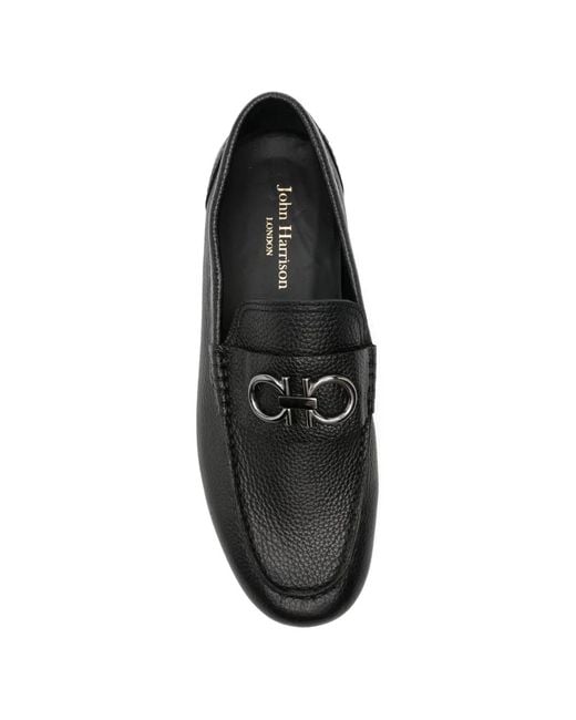 JOHN HARRISON White Logo-Plaque Pebbled-Leather Loafers for men