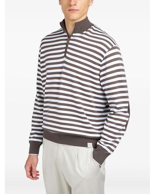 Paul & Shark Gray Stripe-Pattern Sweatshirt for men