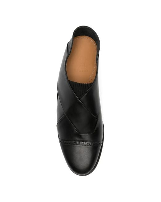 NULLUS Black Captoe Criss-Cross Loafers for men