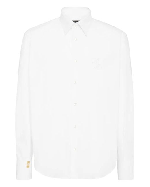 Billionaire Embroidered cotton shirt in White für Herren