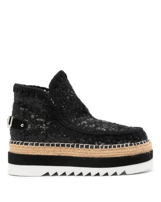 Mou Black Sequin Ankle Boots