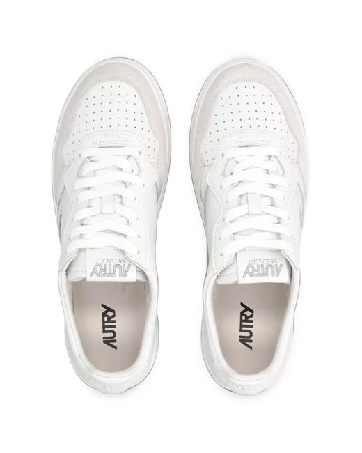Autry White Medalist Panelled Sneakers