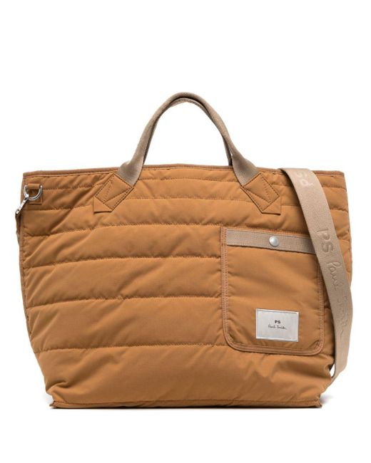 PS by Paul Smith Brown Logo-patch Quilted Tote Bag for men