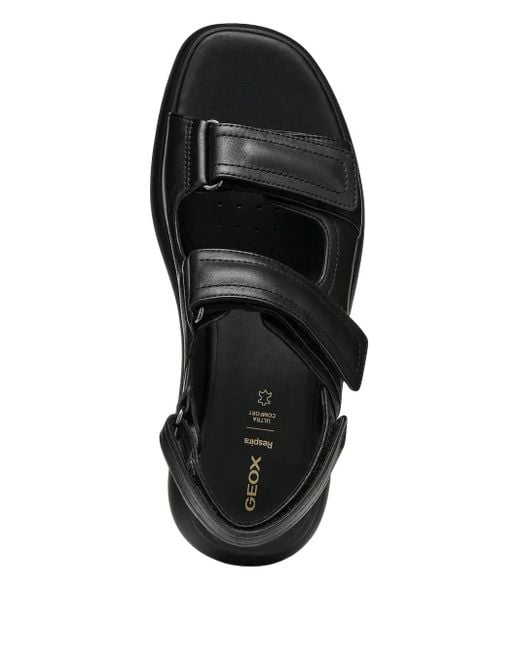 Geox Black Double-Strap Platform Sandals
