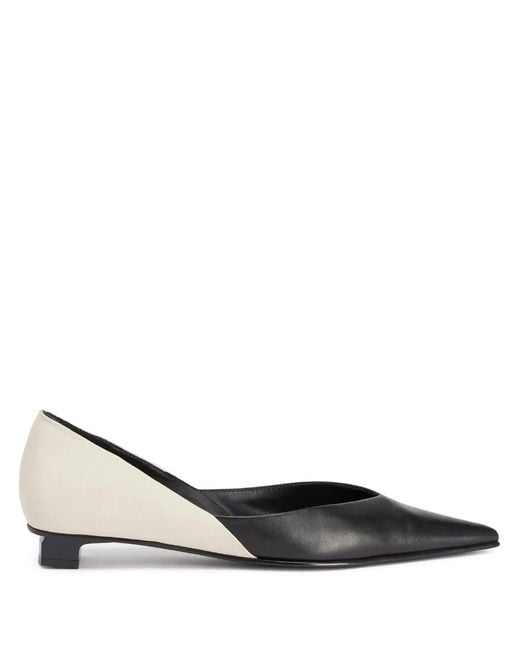 AMI Black Pointed Flat Leather Pumps