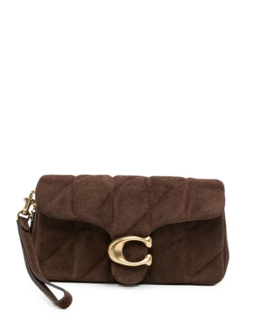 COACH Brown Sac Porté Épaule En Daim Matelassé Tabby