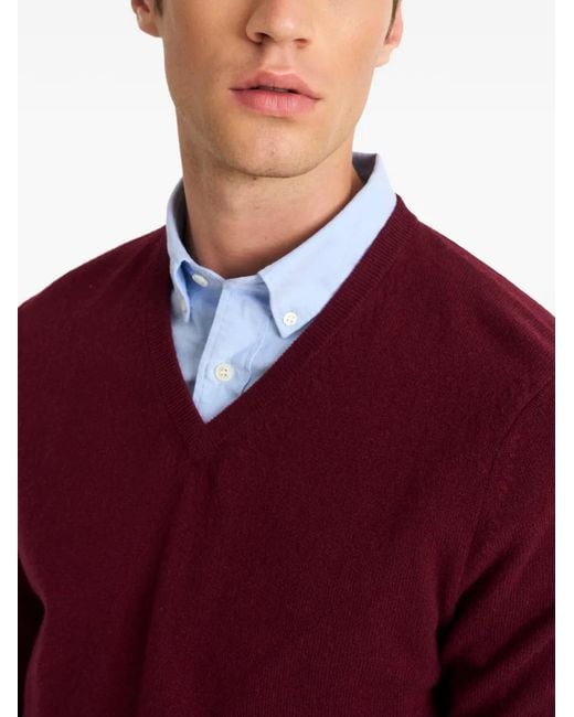 Pringle of Scotland Red V-Neck Cashmere Sweater for men