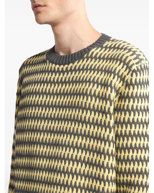 Etro Yellow Wool-Jacquard Jumper for men