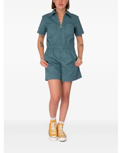 A.P.C. Blue Short-Sleeve Zip Playsuit