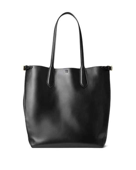 Polo Ralph Lauren Black Double-Handle Leather Tote Bag