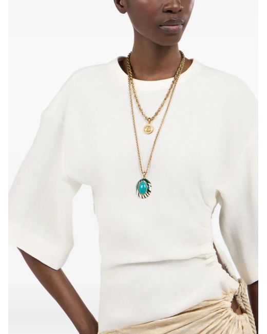 Roberto Cavalli Metallic Ray Of Sea-Print Rope-Chain Necklace