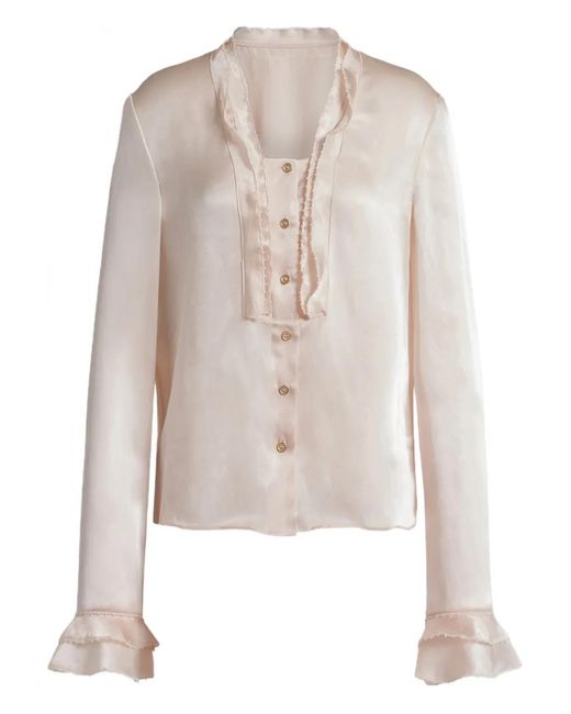 Alberta Ferretti White Ruffled Buttoned Shirt