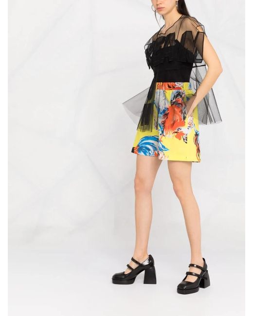MSGM Yellow Rooster Print Shorts