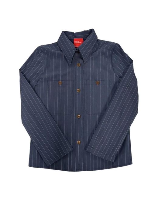 ..,merci Blue Pinstripe-Pattern Patch-Pocket Shirt