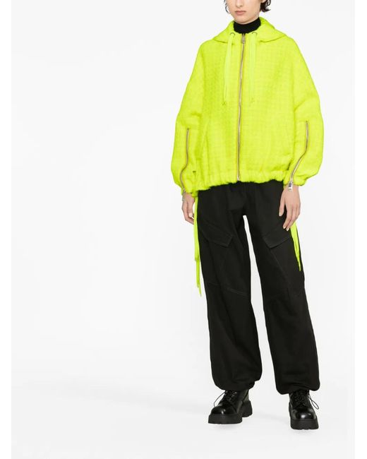Khrisjoy Yellow Tweed Drawstring Hood Jacket