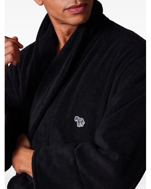 Paul Smith Black Zebra-Embroidered Robe for men