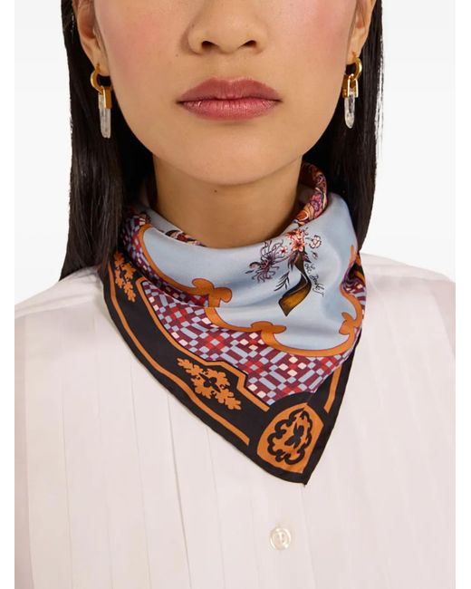 LaDoubleJ Red Foulard En Soie À Imprimé Papillons