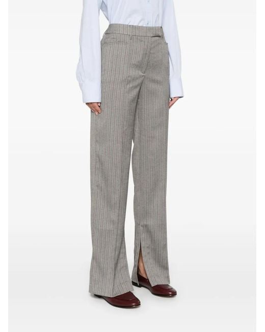 Remain Gray Herringbone-Pattern Striped Trousers