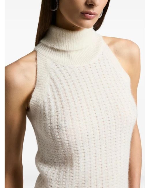 Peserico White Turtleneck Sleeveless Knitted Vest