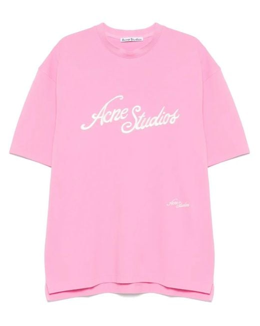 Acne ロゴ Tシャツ Pink