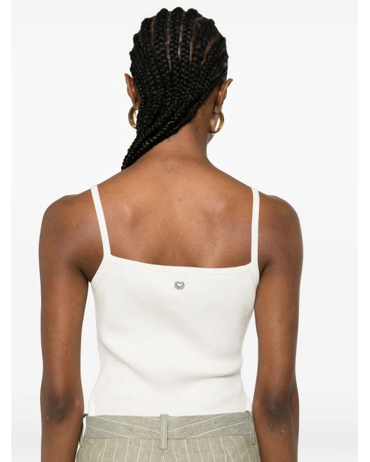 Maje White Square-Neck Ribbed Top