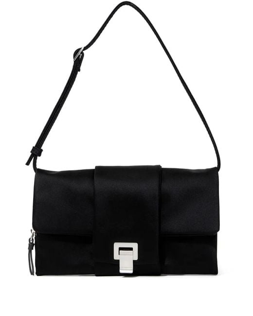 Proenza Schouler Black Flip Silk-Satin Shoulder Bag