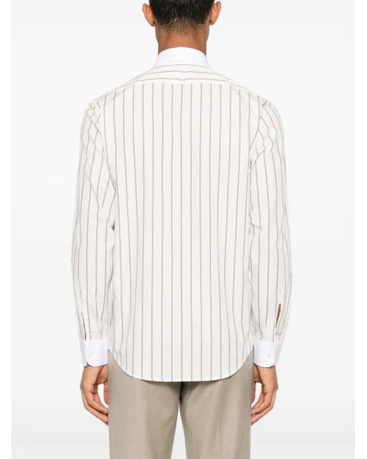 Fursac White Striped Shirt for men