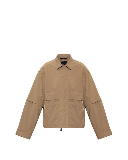 Moncler Natural Day-Namic Logo-Patch Flap-Pocket Zip-Up Jacket