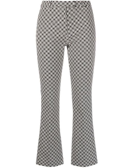 Max Mara Gray Geometric-jacquard Tailored Trousers