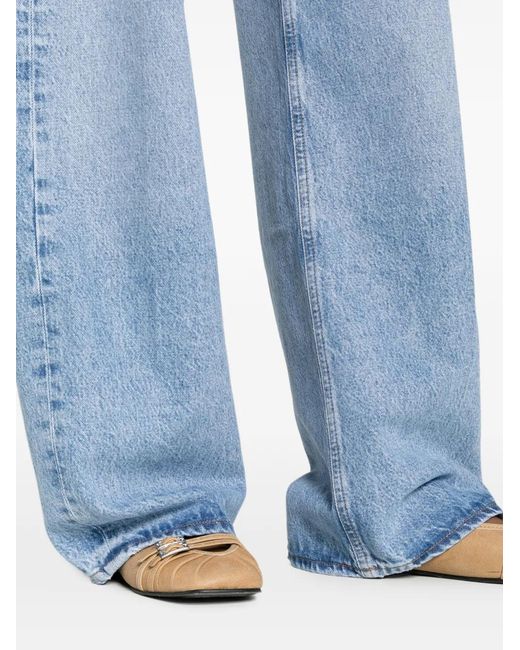 Citizens of Humanity Blue Ayla Faded-Effect Wide-Leg Jeans