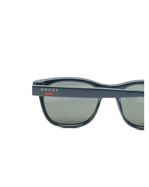 Gucci Gray Web-Stripe Square-Frame Sunglasses