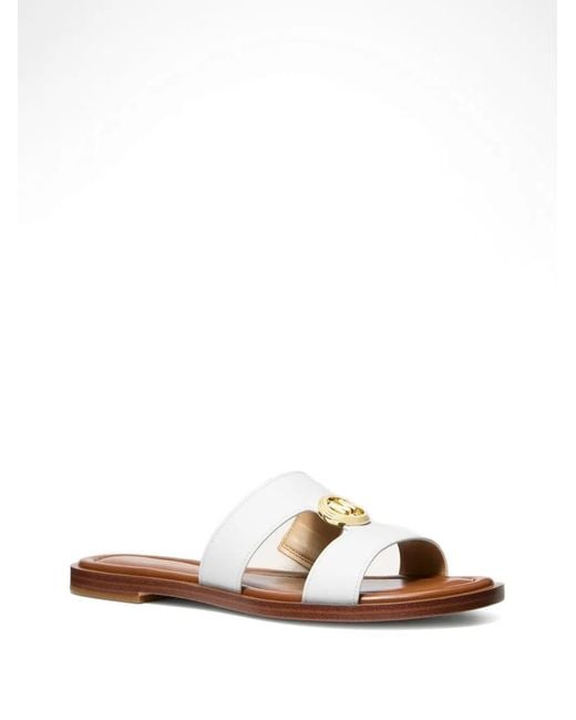 Michael Kors White Erin Open-Toe Leather Sandals